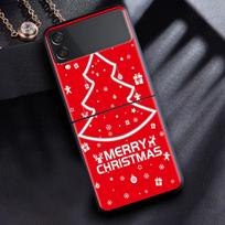 Case For Samsung Galaxy Z Flip 3 4 5G Black Hard PC Phone Housing Z flip4 Luxury Segmented Cover Snowman Christmas Cartoon Samsung Z Flip 4 black