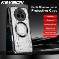 KEYSION Transparent Magnetic Case for Realme 14 Pro 5G Silicone+PC Heavy Duty Shockproof Phone Cover for OPPO Realme 14 Pro+ 5G for Realme 14 Pro+ 5G violetinė