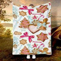 Festive Gingerbread Man Blanket Reversible Flannel Throw for Holiday Cheer AllSeason Comfort Sweet Christmas Gift 75x90cm white