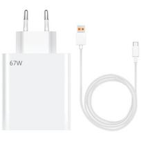 67W Fast Charger + 6A 1 Meter USB-C Cable for Xiaomi Redmi Note 15 Note 14/Pro Plus 13 12 4G-5G, A5,15C,14C,13C balta