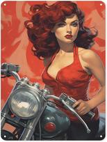 Sexy Redhead Girl Metal Tin Sign Vintage Pinup Girls Wall Decor Art for Film Lovers Home Garage Bar Man Cave aluminum 20x30cm black