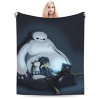 Didvyrių 6 B-BaymaxS Super Minkšti pledai Vaikams Pliušinis apklotas Raštas Namų dekoras Flanelinis lovatiesis Sofos lovos užvalkalas 75x90cm