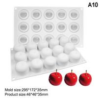 Mango Pear Peach Raspberry Durian Fruit Series Cake Silicone Mold Baking Mousse Mould Cake Decoration Reusable Dessert Tool white