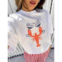 Women'S White T-shirt Espresso Martini Lobster Graphic Coastal Old Money Aesthetic Geometric Print Aesthetic Clothes 3XL gray