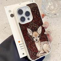 Vintage Flower Deer Pattern Phone Case For iPhone 17 16 Plus 17 Air 14 Pro 15 13 12 11 Pro Max Shockproof Clear Hard Cover Funda iphone 15 Pro balta