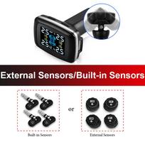 Smart Cigarette Lighter USB TPMS Car Tire Pressure Alarm Monitor System 4 Sensors Display Tyre Pressure Temperature Alarm K08-External black