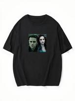 Oversized T-shirt with Twilight print 3XL black