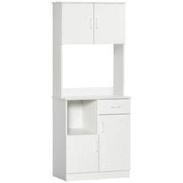 Pastatoma virtuvės spintelė, moderni virtuvės laikymo spintelė su durelėmis, mikrobangų krosnelės stalas ir reguliuojamos lentynos, balta 71 x 41 x 178 cm