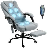 Massaging office armchair, office chair with adjustable height, reclining backrest and wired remote control, grey 67 x 79 x 121 cm