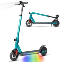 Electric Kids Scooter for Ages 10+, 14km/h, Foldable, max.15km, Height-Adjustable, Colorful Lights, EBS+Foot Brake, LED Display žalia