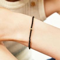 14k Diamond Pebble Natural Spinel Bracelet (14k Gold) #LFB03 17cm beige
