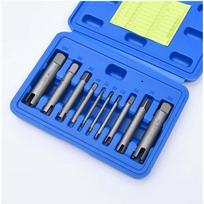 Screw Tap Extractor Set of 10 Broken Head Taps Stripped Screw Remover Kit with Box, High Speed Steel Extractor Tap Drill Set blue