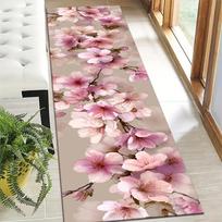 1Pcs Pink Cherry Blossom Flowers Non-Slip Washable Area Rug Runner for Entryway, Living Room, Bedroom & Patio 60X300cm white