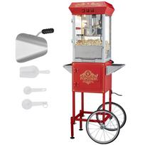 VEVOR Popcorn Maker with Cart, 850W Popcorn Popper Machine, 8 Oz Kettle Makes 48 Cups per Batch, Popcorn Maker Equipped with Tempered Glass 61 x 41 x 139.5 cm raudona