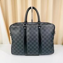 [Pre-Owned] Document Holder Voyage Commuter Checkered Adjustable Detachable Shoulder Strap Canvas Briefcase Laptop Bag Crossbody H - Very Good #EXEI3S ONE SIZE