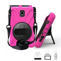 For Samsung Galaxy Tab Active 2 T390 T395 T397 Case Safe Shockproof PC + Silicon 2 in 1 Shoulder hand Strap Stand Cove Tab Active 2 rožinė