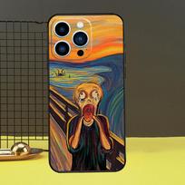 The Scream Skrik Painting Funny Art Protective Cover For iPhone 11 14 12 13 Pro Max Mini X XR XS Max 7 8 Plus SE 2020 Phone Case iPhone 14Pro MAX black