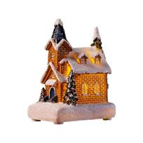 Stalo Kalėdų Kaimelio Namų Pastatai Apšviesti Dervos Ornamentai Šventinei Dekoracijai Namelio Figūrėlė su LED Šviesomis black