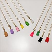 Women's 925 Silver Haribo Bear Pendant HyunA Necklace abstract gray