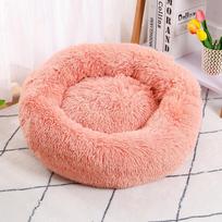 Pliušinė katės ir šuns lova - Jauki apvali lizdinė lova giliam miegui Diameter 40cm beige