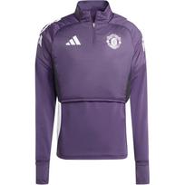 Adidas Manchester United Tiro 25 Spliced Stand Collar Half Zip Long Sleeve Football Shirt Men tops KE1237 S gray