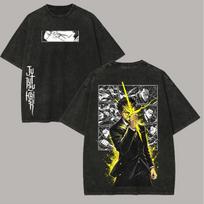 Jujutsu Kaisen Hiromi Higuruma Tshirt Manga Printed Washed T Shirt Summer Short Sleeve Casual  Cotton Tees Tops Mens 2XL gray