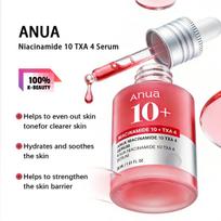 ANUA NIACINAMIDE 10% + TXA 4% SERUM 30ML, Brightening Facial Serum, Improve Uneven Skin Tone Korean Cosmetics, Korean Skincare 30ml pink