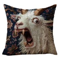 Screaming Goat Throw Pillow Cover 18x18 Inch Hilarious Animal Graphic Decorative Pillowcase for Living Room Couch Sofa gray