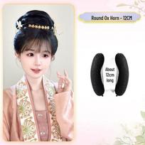 Hanfu Wig Claw Clip Bun: Ancient Ming-Song Style Hair Accessory, Full Fiber Padding for Costume Styling. beige
