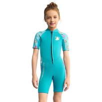 DIVESAIL 1.5mm Kids Girls Neoprene Wetsuit Short Sleeve Full Body Dive Suit Swimming Surfing Water Sports Large blue