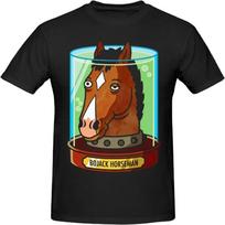 BoJack Sitcom Žirgas Animacinis Vyriškas Marškinėlis Medvilninis Grafinis Trumpomis Rankovėmis Apvalia Kaklo Iškirpte Marškinėliai Laisvalaikio Viršūnės Juoda L dydis 4XL įvairiaspalvis