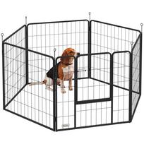 6 Panels Dog Playpen, Portable Detachable Puppy Pen with Door, for Medium Dogs, 80cm High, Grey 160 x 80 x 80 cm