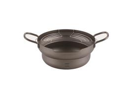 Maruyama Giken NIIGATA Souen Tempura Pot 24cm with IH and Gas Stove with Oil Less Deep Made in Step, Compatible, Iron, Drainer, Oil, Fryer, Japan, gray