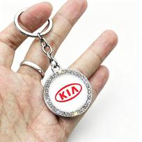 Round Rhinestone Car Keychain Shiny Key Ring Gift for KIA K5 Sportage Sorento Soul Optima K2 K3 K7 KX3 Forte Ceed Cerato Carens xwgln00 gray
