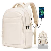Anti-Theft Travel Backpack for Women 14-inch Laptop Bag with USB Charging Port Water Resistant Bookbag smėlis