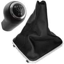 Opel Zafira B 2005- Gear Shift Knob Black 5-Speed & Black Boot & Small Chrome Frame 2 pcs Set juoda