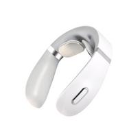 Pulse Hot Compress Rechargeable Neck Massager Function Voice Broadcast Cervical Spine Massage Instrument white