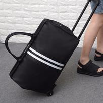 Large Capacity Travel Duffel Bag with 2 Wheel Holdall Zipper Closure Apparel Trolley Luggage A gray