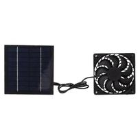 10W saulės skydelio ventiliatoriaus rinkinys Saulės energija maitinamas ventiliatorius mažoms šiltnamiams, šunų būdoms, sandėliukams, vėdinimui black
