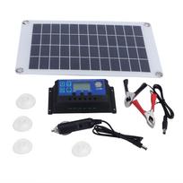 Solar Panel Kit 10W 18V Polysilicon Photovoltaic Module with Solar Charge Controller for RV gray