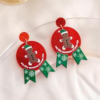Silver Needle Christmas Cartoon Earrings: Snowman, Gingerbread, Santa Claus, Tree Dangle Acrylic Accessories red