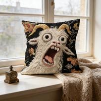 Spooky Goat Face 2D cushion cover For Pillow Sofa Printing Decoration Room Home Office Coffee Shop Car Nordic Simplicity 45*45cm black