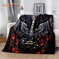 Kaukolė Elektrinė gitara Klasikinė gitara Antklodė, Minkšta apklotklė Namams Miegamajam Lovai Sofai Piknikui Kelionei Biurui Dangalas Vaikų Dovana 75x90cm gray
