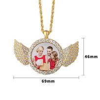 Sublimacinis karoliai Deimanto sparno pakabukas Pasidaryk pats šeimos nuotraukoms Sublimacinis angelo sparnų karoliai Geriausių draugų arba šeimos karoliai 40+5cm&necklace sidabras