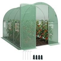2 x 3 m Walk-in Polytunnel Greenhouse with Hinged Door and 6 Roll Up Mesh Windows, Garden Tunnel Warm House Tent, Green 300 x 200 x 200 cm žalia