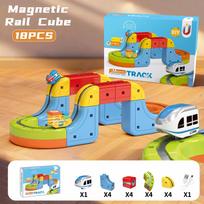 Magic Electronic Train Rail Cube Toys For Kids Diy Assembly Railway Track Car Building Block Set Educational Toy Christmas Gifts red
