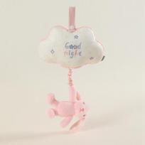 Goodnight Rabbit Soothing Music Box Hanging Pendants Starry Moon Clouds Bunny Stuffed Plush Animal Gifts For Kids beige