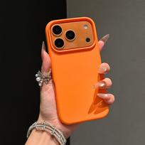 Liquid Silicone Orange Case For iPhone 17 Pro Max 17 16 15 14 13 12 11 ProMax mini Plus Non-Slip Bumper Cover For iPhone 17 ProMax oranžinė