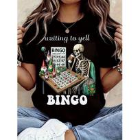 Humorous Bingo Game T-Shirt Featuring a Bingo Ball And a Design with The Number 75 - Comfortable Round Neck Short Sleeve Shirt for Adults, Perfect As 5XL juoda