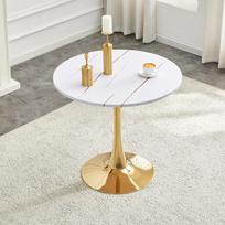 Round dining table in tulip design, Modern side table with metal base, approx. 80 cm diameter, Table only (no chairs), Ideal for kitchen & living room 80 x 80 x 76 cm balta